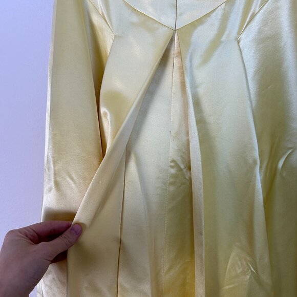 Vintage 100% silk Kay Unger Skirt Women 8 Yellow maxi lined high waisted pleated - Picture 5 of 11